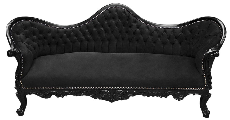 Napoleon III style sofa in black velvet and black wood Royal Art Palace